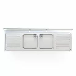 Empire 1.8m Commercial Stainless Steel Double Bowl Double Drainer Sink (600mm Deep) -Food & Catering Disposables Sales 1.8m commercial stainless steel double bowl double drainer sink 600mm deep 1888 p5B25D