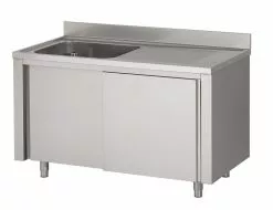 Combisteel 700 Stainless Steel Single Left Bowl Sink With Sliding Doors 1200mm Wide - 7333.0900