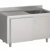 Combisteel 700 Stainless Steel Single Right Bowl Sink With Sliding Doors 1200mm Wide - 7333.0905