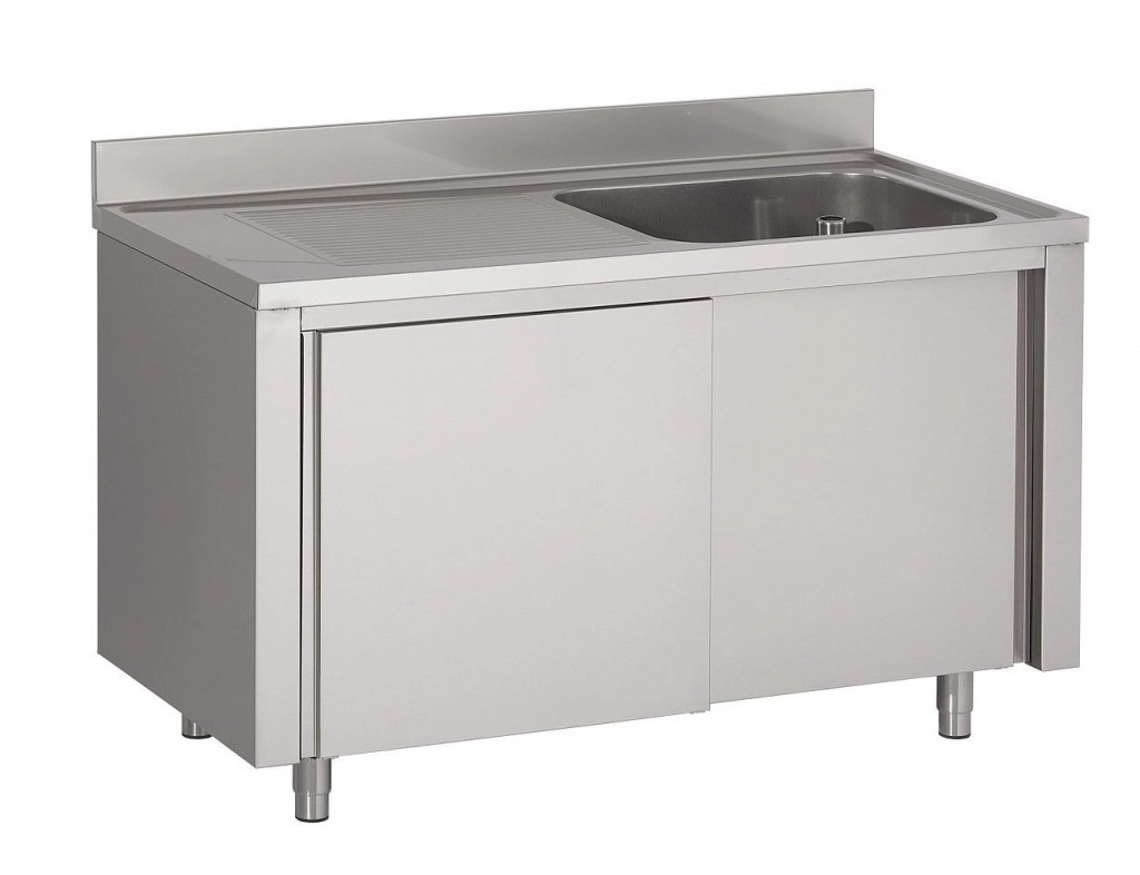 Combisteel 700 Stainless Steel Single Right Bowl Sink With Sliding Doors 1200mm Wide - 7333.0905 1 Combisteel 700 Stainless Steel Single Right Bowl Sink With Sliding Doors 1200mm Wide - 7333.0905