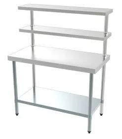 Combisteel Stainless Steel Worktable With Double Overshelf 1800mm Wide - 7490.0110