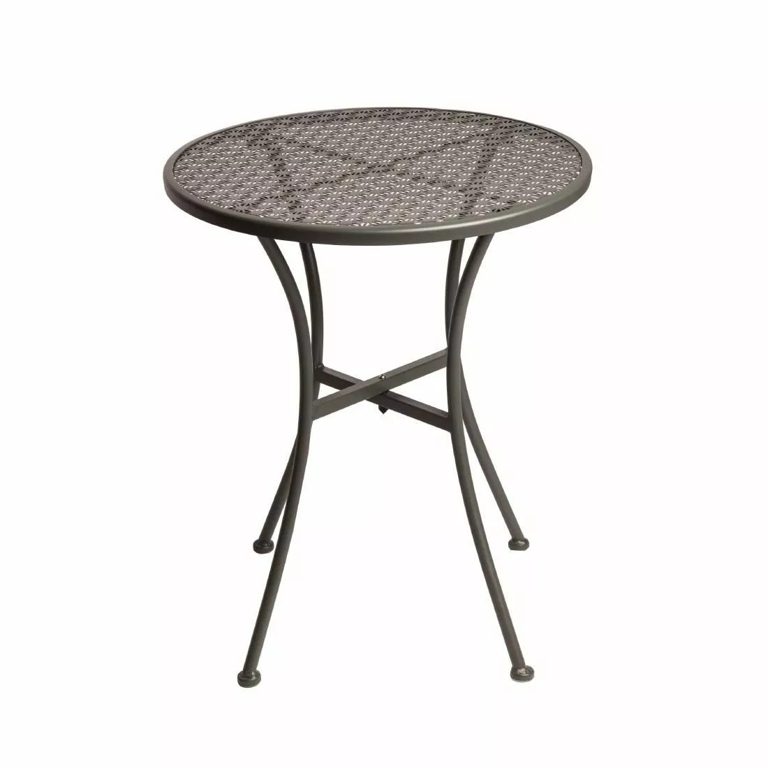 Bolero Grey Steel Patterned Round Bistro Table Grey 600mm - GG703 1 Bolero Grey Steel Patterned Round Bistro Table Grey 600mm - GG703