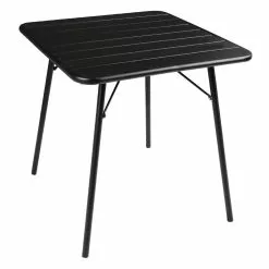 Bolero Slatted Square Steel Table Black 700mm (Single) - CS731