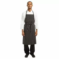 Chef Works Premium Woven Bib Apron Black And White Stripe - B248