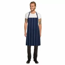 Chef Works Urban Chef Works Presidio Navy Satin Stripe Bib Apron - B450