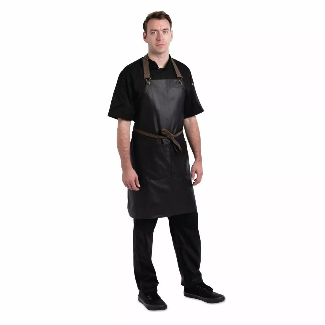 Chef Works Urban Wet Look Boulder Bib Apron Black And Brown - BB020 1 Chef Works Urban Wet Look Boulder Bib Apron Black And Brown - BB020