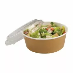 Colpac Recyclable Kraft Salad Pots With Lid Large 1300ml / 45oz (Pack Of 150) - FA374