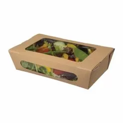 Colpac Recyclable Kraft Tuck-Top Salad Boxes With Window 1000ml / 35oz (Pack Of 200) - FA372