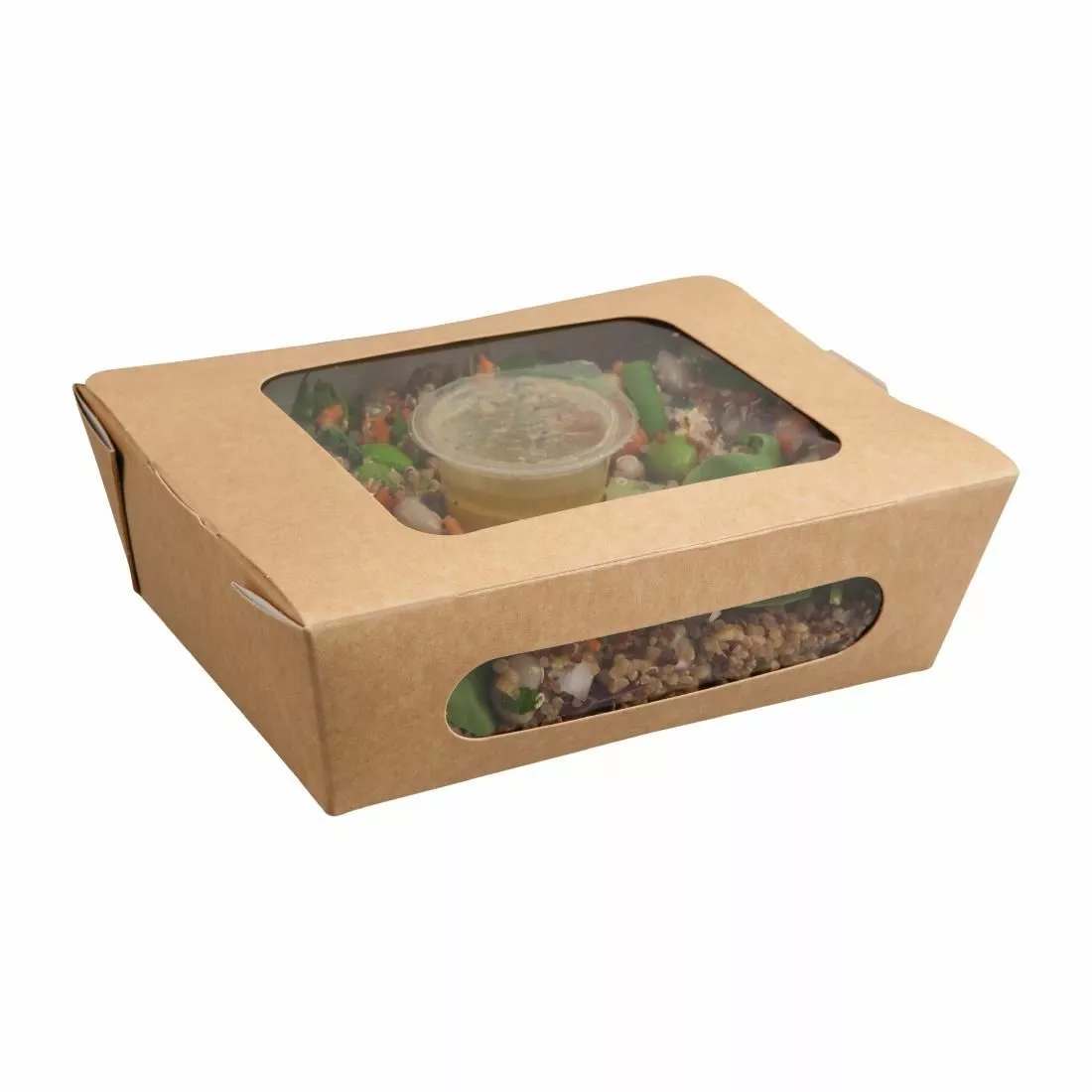 Colpac Recyclable Kraft Tuck-Top Salad Boxes With Window 825ml / 29oz (Pack Of 250) - FA371 1 Colpac Recyclable Kraft Tuck-Top Salad Boxes With Window 825ml / 29oz (Pack Of 250) - FA371