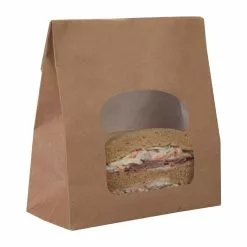 Colpac Recyclable Paper Sandwich Bags With Window Kraft (Pack Of 250) - FA382
