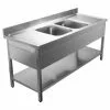 Combisteel 700 Stainless Steel Double Middle Bowl Sink Flat Pack 2000mm Wide - 7452.0455