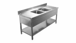 Combisteel 700 Stainless Steel Double Middle Bowl Sink Flat Pack 2000mm Wide - 7452.0455