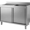 Combisteel 700 Stainless Steel Single Right Bowl Sink With Sliding Doors 1400mm Wide - 7408.0086