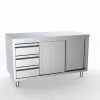 Combisteel Full 430 Stainless Steel Worktable With Sliding Doors & 3 Drawers 1600mm Wide - 7333.0250