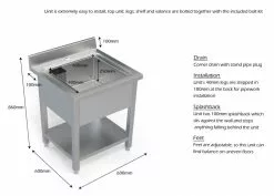 Empire 600mm Commercial Stainless Steel Single Bowl Sink - 600SINK 9 Empire 600mm Commercial Stainless Steel Single Bowl Sink - 600SINK -Food & Catering Disposables Sales empire 600mm commercial stainless steel single bowl sink 600sink 1010 p5B45D