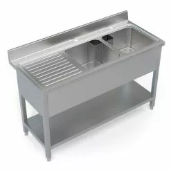 Empire Stainless Steel Double Bowl Sink Left Hand Drainer - 1400-600LHD