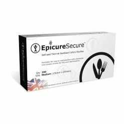 EpicureSecure Sealable Thermal Sanitised Cutlery Pouches Medium (Pack Of 200) - FA278