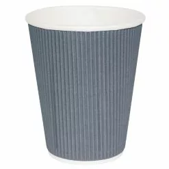Fiesta Disposable Coffee Cups Ripple Wall Charcoal 225ml / 8oz (Pack Of 25) - GP430