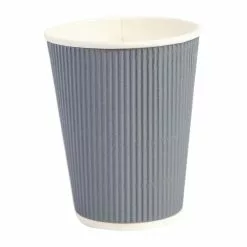 Fiesta Disposable Coffee Cups Ripple Wall Charcoal 340ml / 12oz (Pack Of 25) - GP431