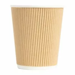 Fiesta Disposable Coffee Cups Ripple Wall Kraft 225ml / 8oz (Pack Of 500) - GP442