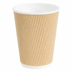 Fiesta Disposable Coffee Cups Ripple Wall Kraft 340ml / 12oz (Pack Of 500) - GP444