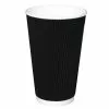 Fiesta Ripple Wall Takeaway Coffee Cups Black 455ml / 16oz (Pack Of 25) - CM542