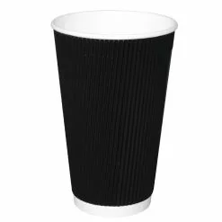 Fiesta Ripple Wall Takeaway Coffee Cups Black 455ml / 16oz (Pack Of 25) - CM542