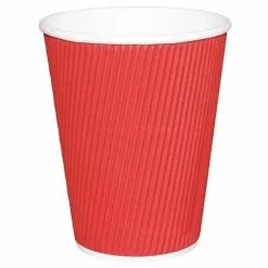 Fiesta Ripple Wall Takeaway Coffee Cups Red 225ml / 8oz (Pack Of 25) - GP424