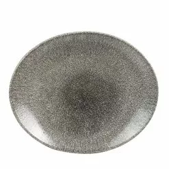Churchill Raku Quartz Black Oval Coupe Plate 10 Inch (12 Pack) - BJ827