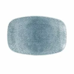 Churchill Raku Topaz Blue Chefs' Oblong Plate No. 8 (6 Pack) - BK394