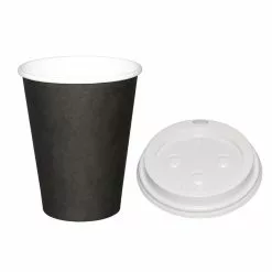 Special Offer Fiesta Black 340ml Hot Cups And White Lids (Pack Of 1000) - SA436