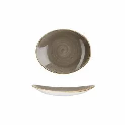 Churchill Stonecast Peppercorn Grey Oval Plate 19.7cm (12 Pack) - BH664PG