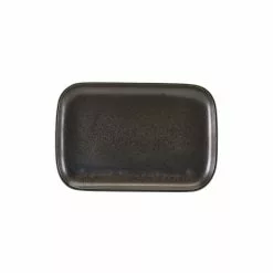 Genware Terra Porcelain Black Rectangular Plate 34.5 X23.5cm (6 Pack) - BL691BK