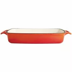 Vogue Orange Rectangular Cast Iron Dish 2.8Ltr - GH322