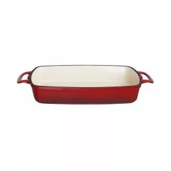 Vogue Red Rectangular Cast Iron Dish 1.8Ltr - GH319