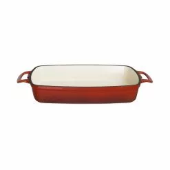 Vogue Red Rectangular Cast Iron Dish 2.8Ltr - GH320